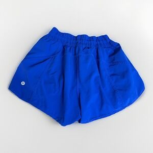 Lululemon Shorts Womens Sz 12 Blue Running Zip Pocket Split Hem Quick Dry